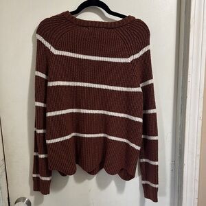 Pinque Brown and White Striped Women's‎ Sweater size medium